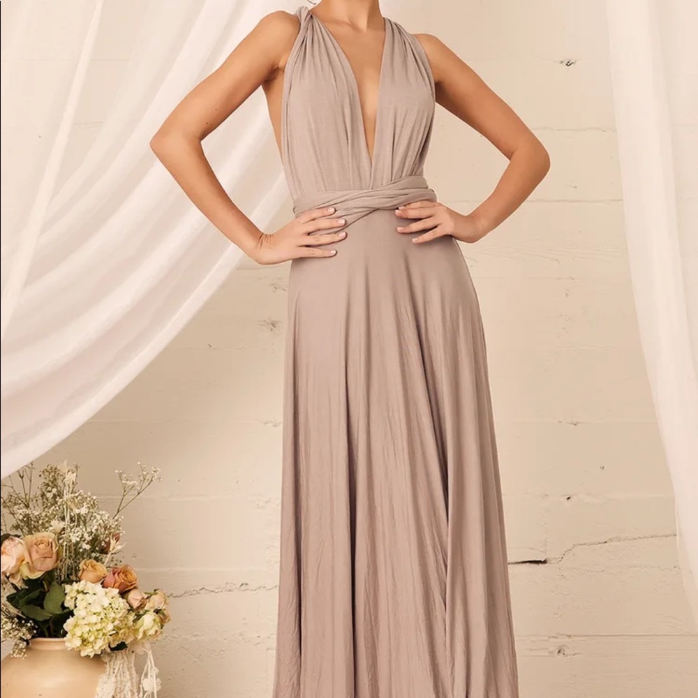 Lulus convertible bridesmaids dress in taupe